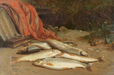 Brown Trout on a River Bank by William Geddes